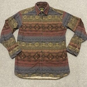 Cabela's Aztec Shirt Mens Medium Brown Southwestern Chamois Flannel